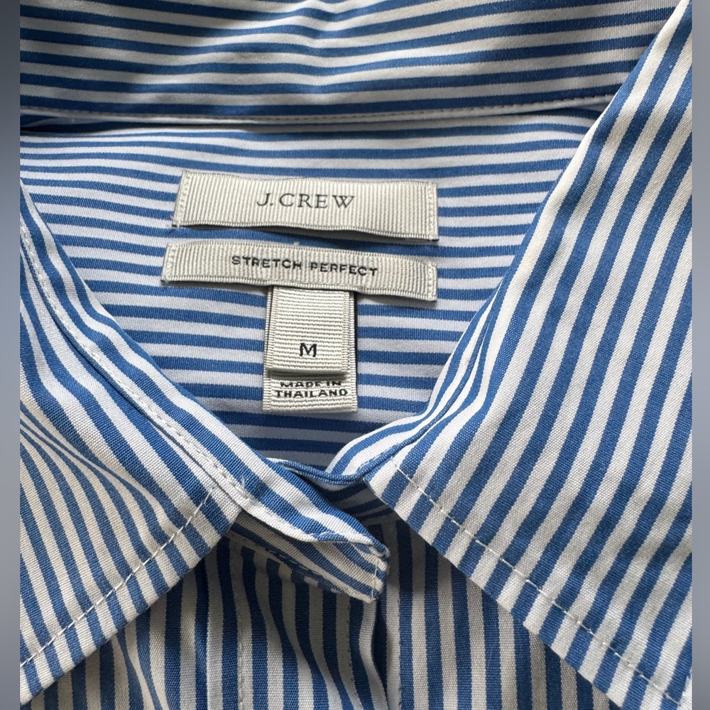 J. Crew Stretch Perfect Button Down Shirt. Classic Stripe. Size M. A+ Never Worn